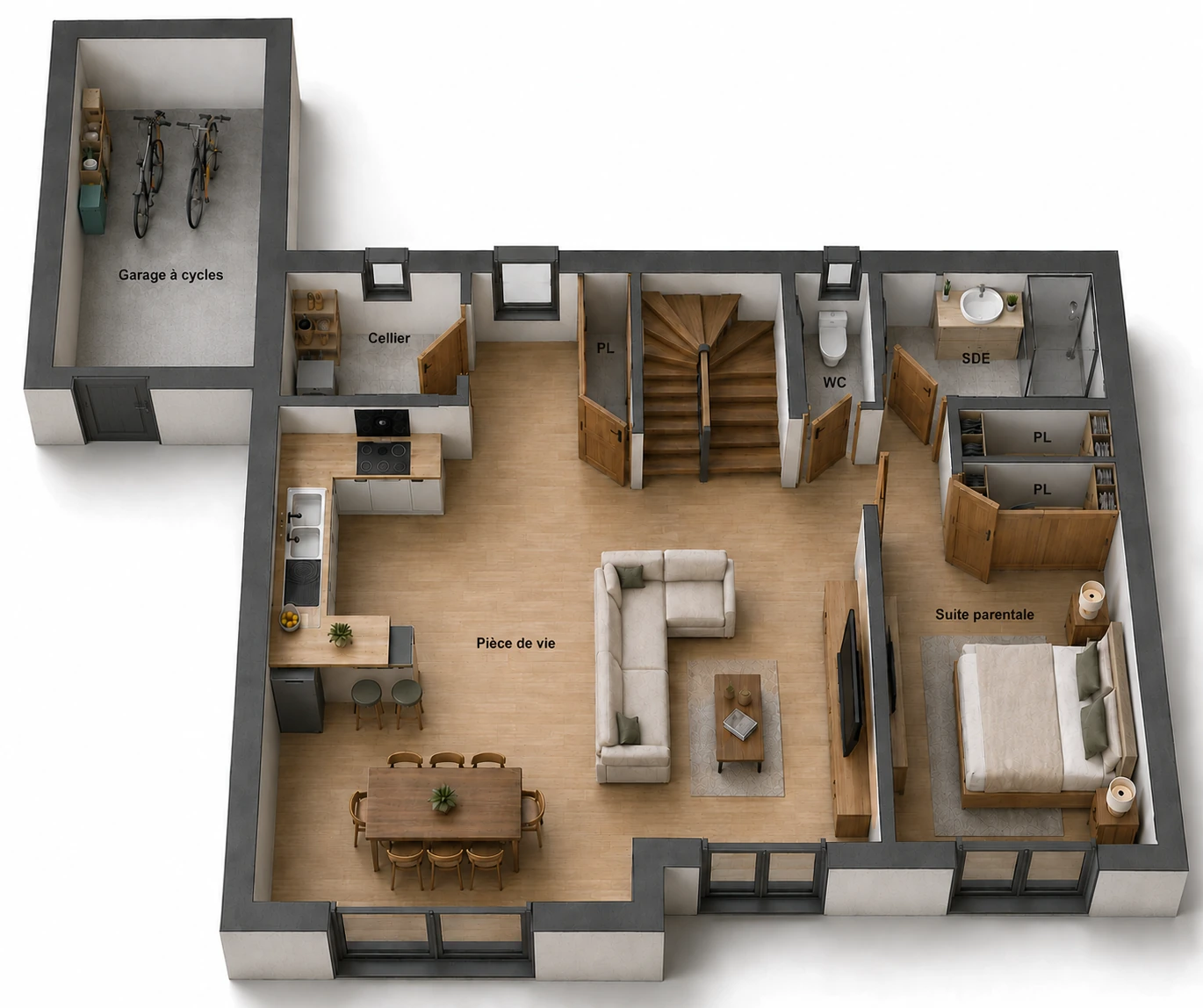 Plan 3D du rez-de-chaussée